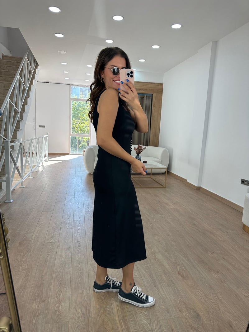 Kalın Askılı Fitilli Basic Elbise