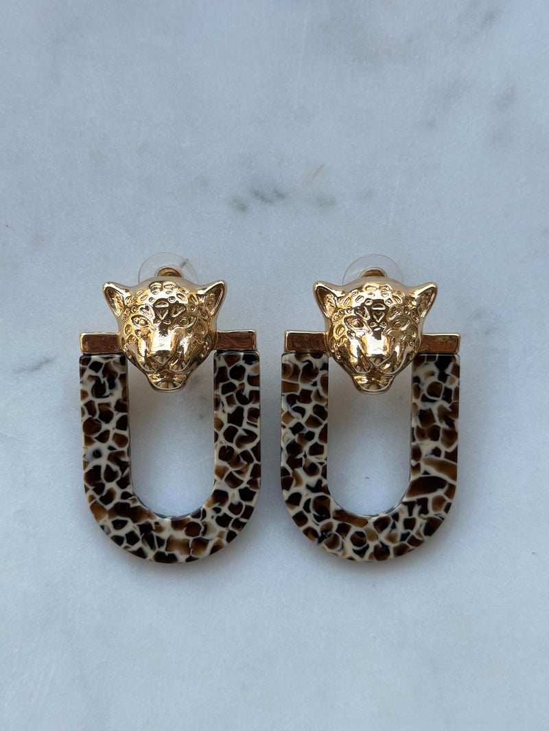 Kaplan Tasarım Leopar Küpe 5cm
