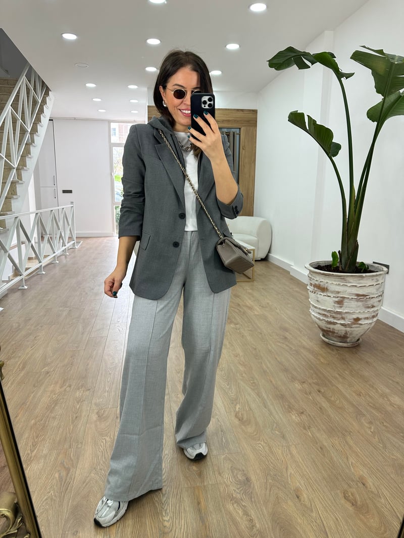 Kapüşon Detaylı Blazer Ceket-Füme