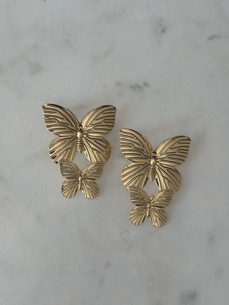 Kelebek Tasarım Gold Küpe 5cm
