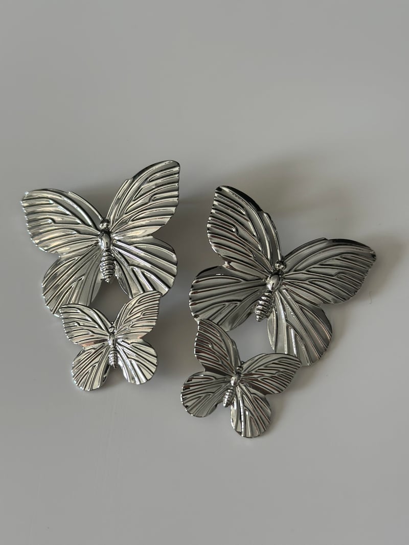 Kelebek Tasarım Silver Küpe 5cm