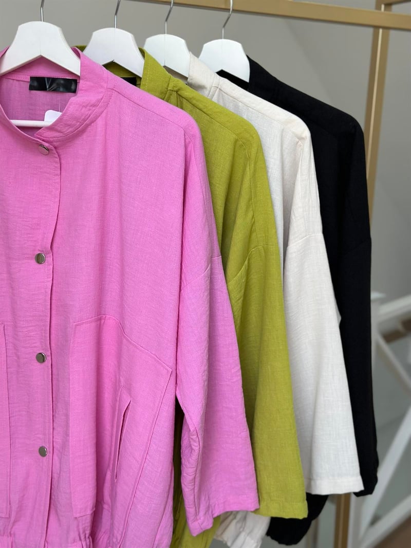 Keten Bomber Ceket-Pembe