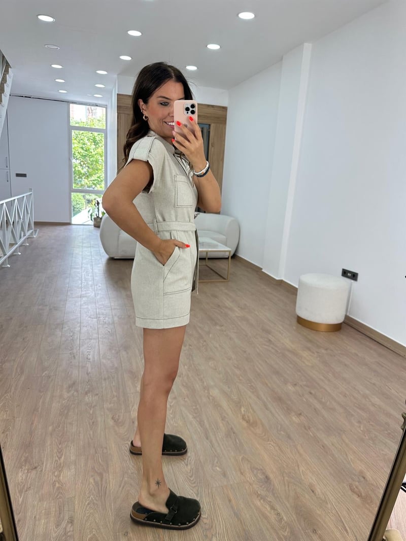 Keten Şortlu Tulum