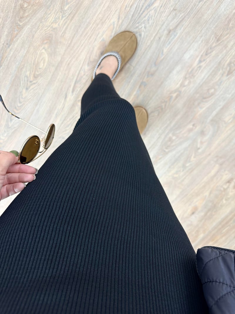 Kısakol Triko Basic Elbise-Siyah