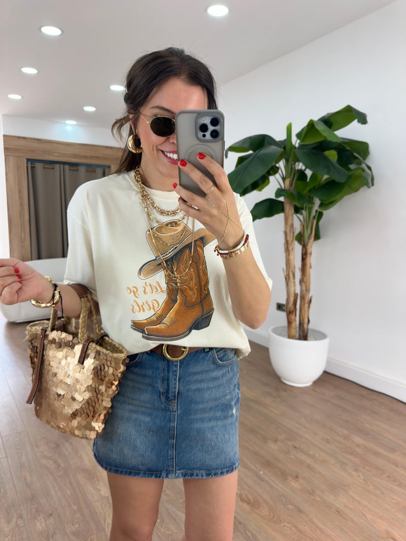 Kovboy Baskılı Tshirt