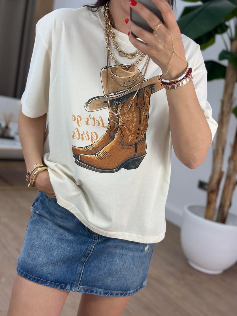 Kovboy Baskılı Tshirt