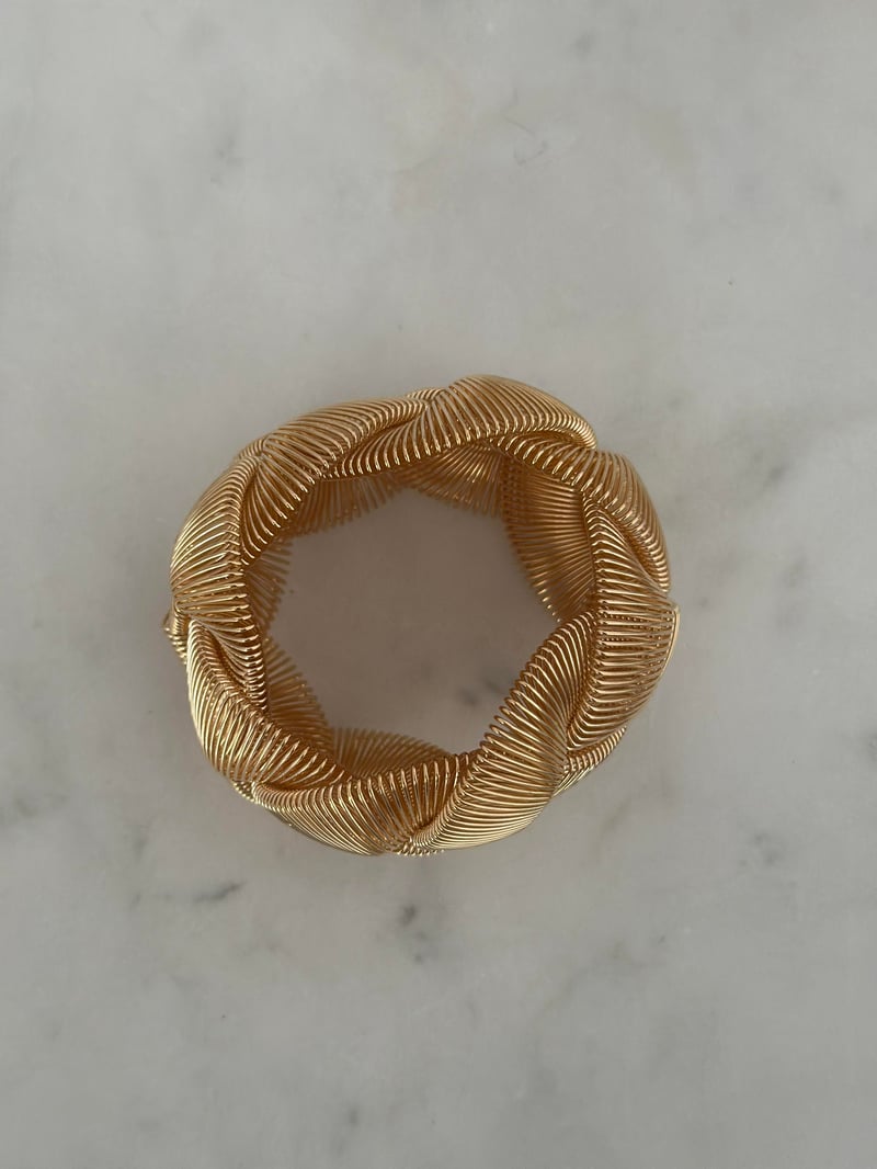 Lastikli Örgü Tasarım Gold Bileklik