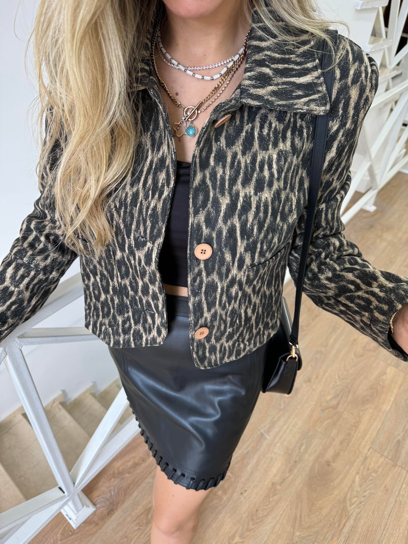 Leopar Kısa Ceket 