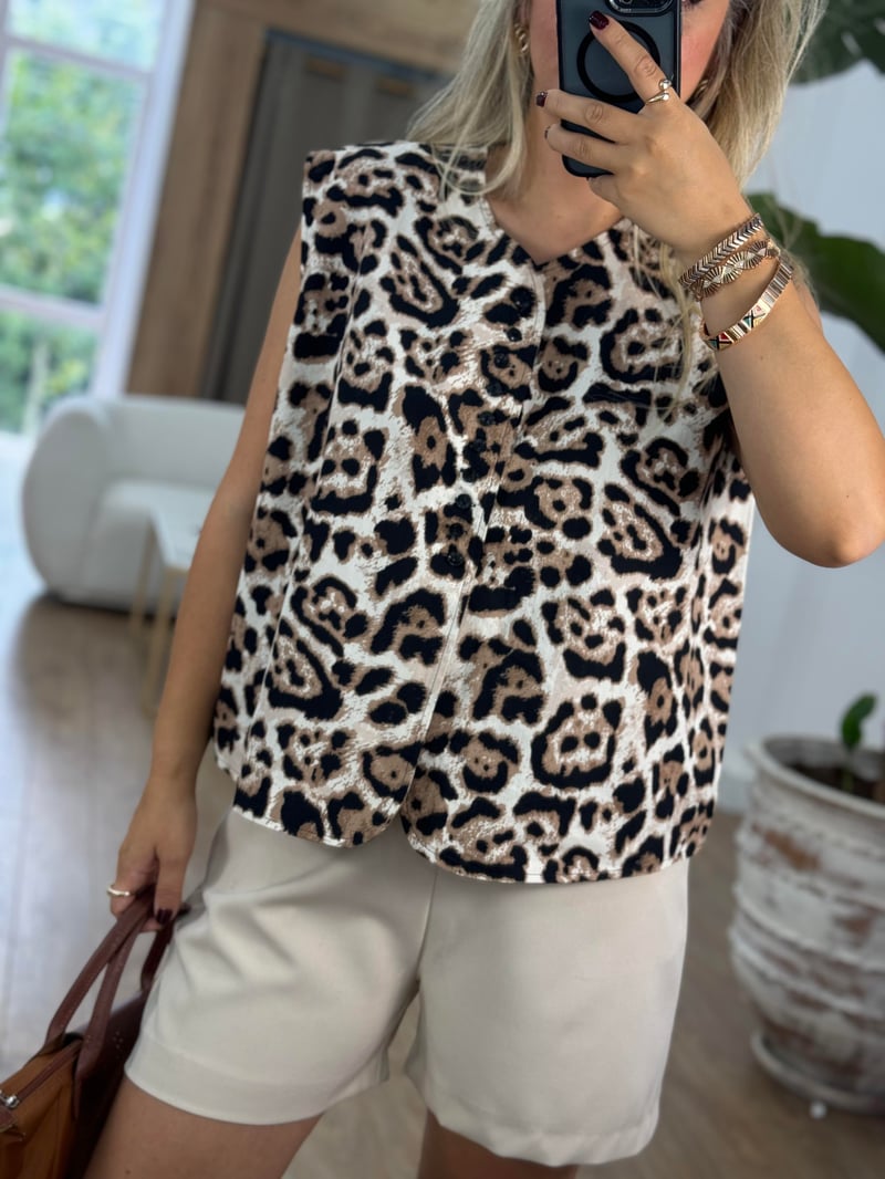 Leopar Poplin Yelek