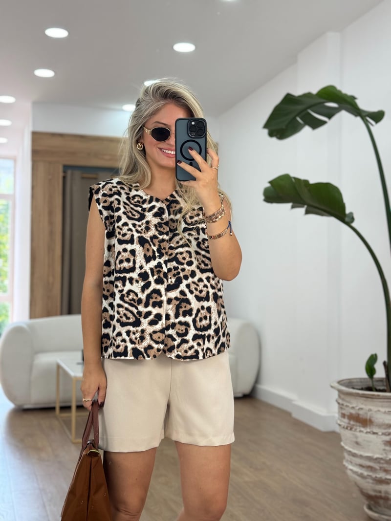 Leopar Poplin Yelek