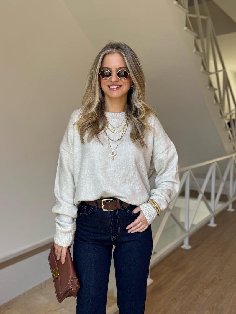 Marka Model Dekoratif Yaka Basic Kazak - Ekru