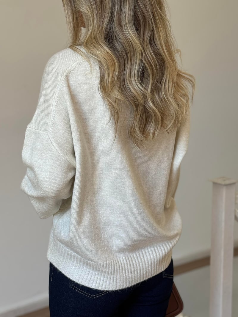 Marka Model Dekoratif Yaka Basic Kazak - Ekru