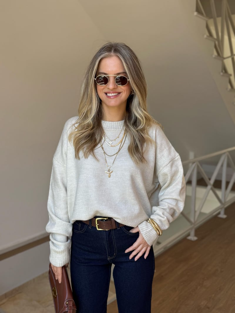 Marka Model Dekoratif Yaka Basic Kazak - Ekru