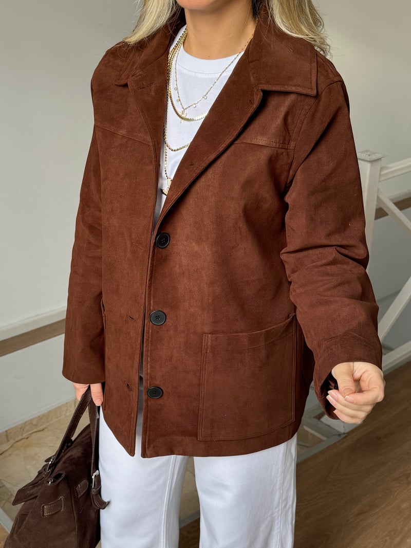 Marka Model Dikişli Süet Ceket 