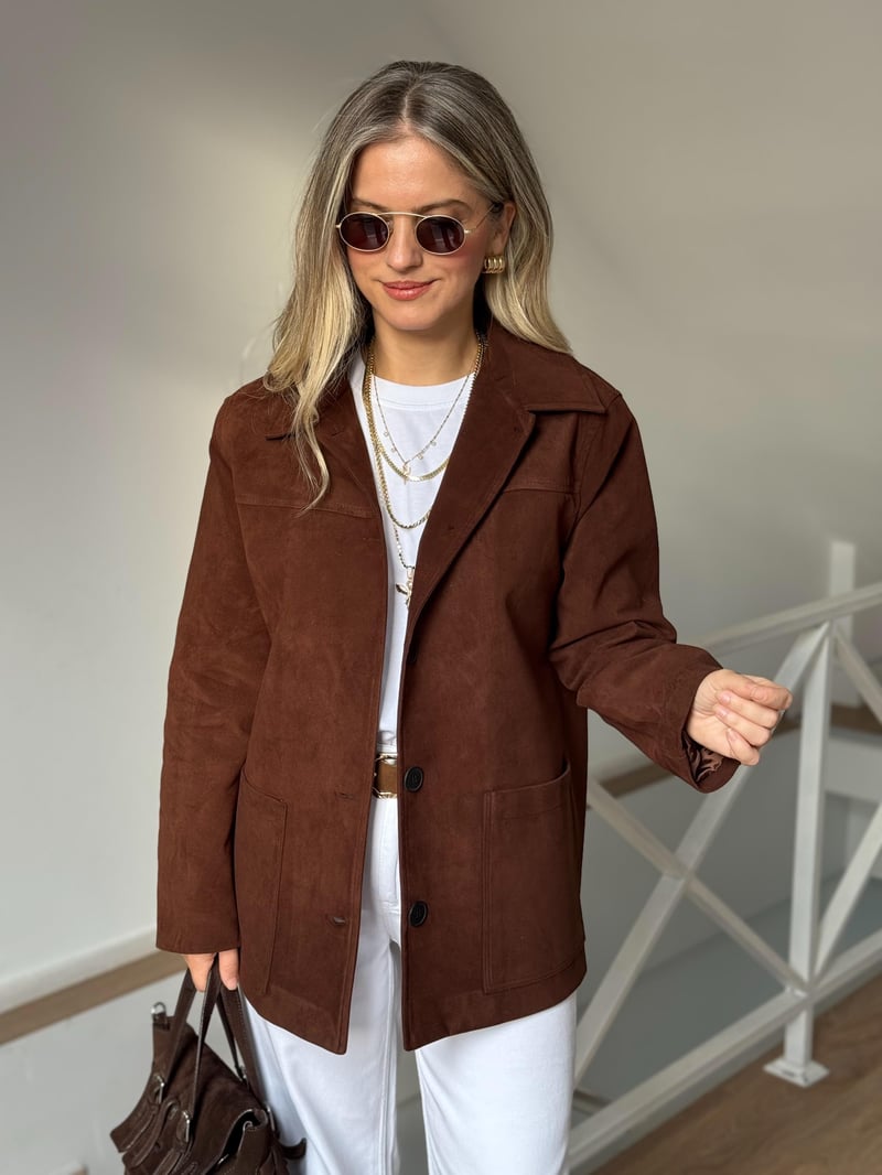 Marka Model Dikişli Süet Ceket 