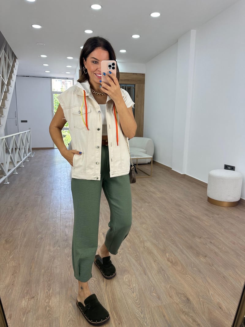 Marka Model Kapüşonlu Yelek-Taş