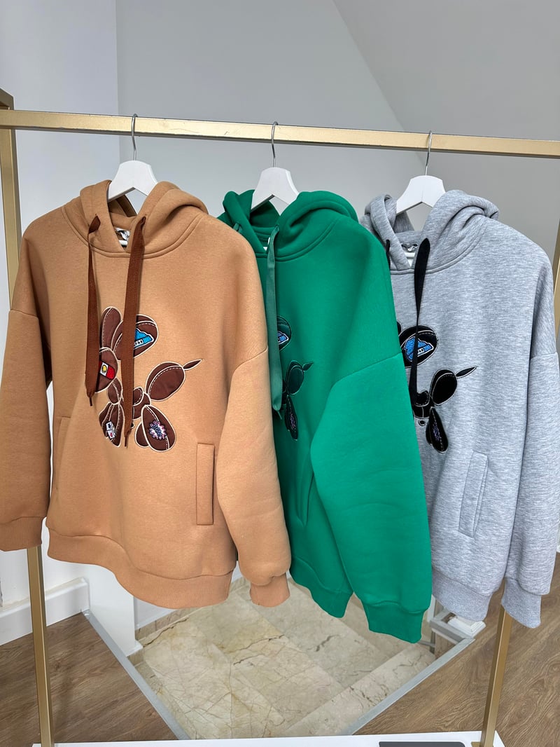 Marka Model Nakış Detaylı Sweatshirt-Kahverengi