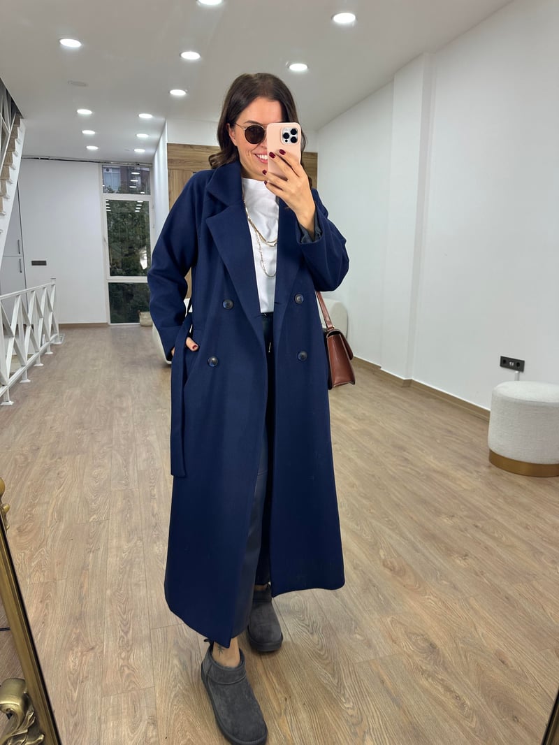 Maxi Boy Kaşe Kaban-Lacivert
