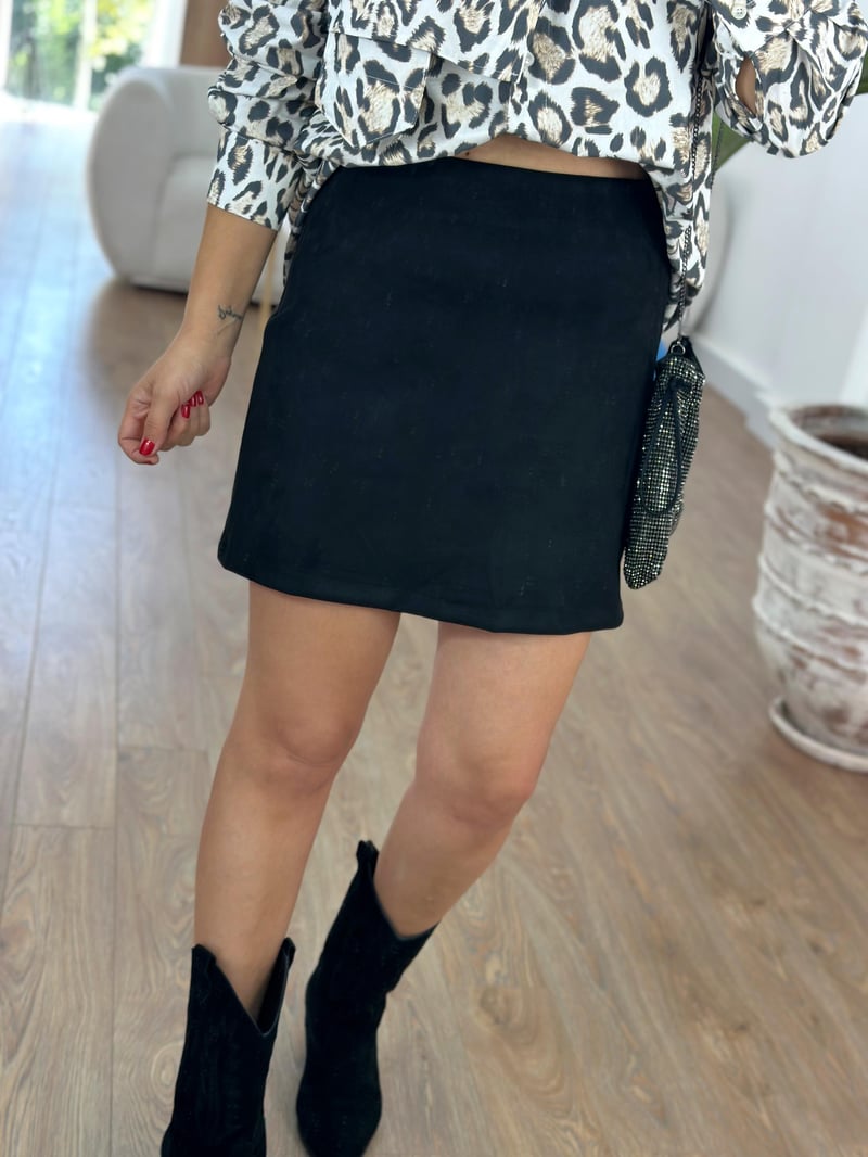 Mini Süet Etek-Siyah