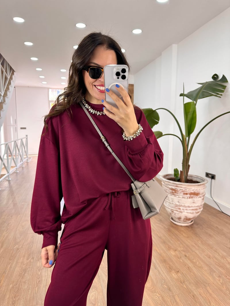 Modal Kumaş Basic Salaş Takım - Bordo