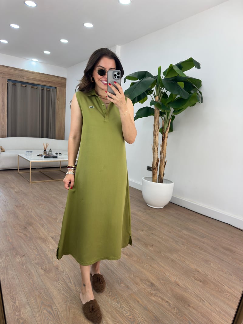 Orijinal Marka Basic Midi Elbise - Yağ Yeşili