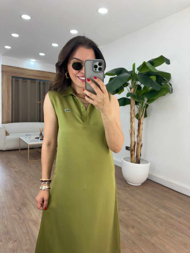 Orijinal Marka Basic Midi Elbise - Yağ Yeşili