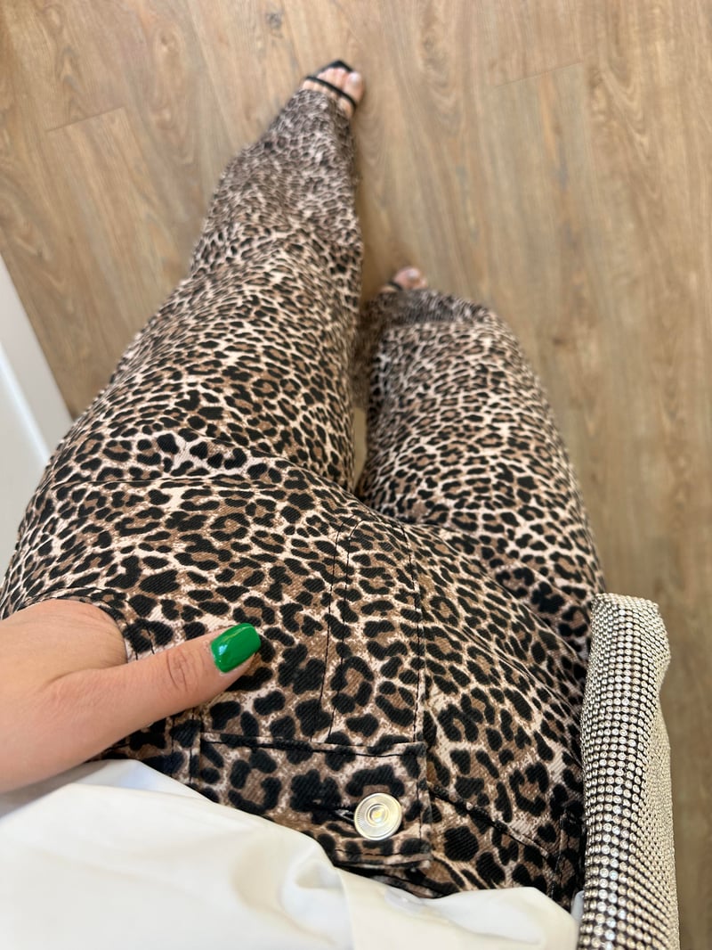 Orijinal Marka Mini Leopar Desen Jean
