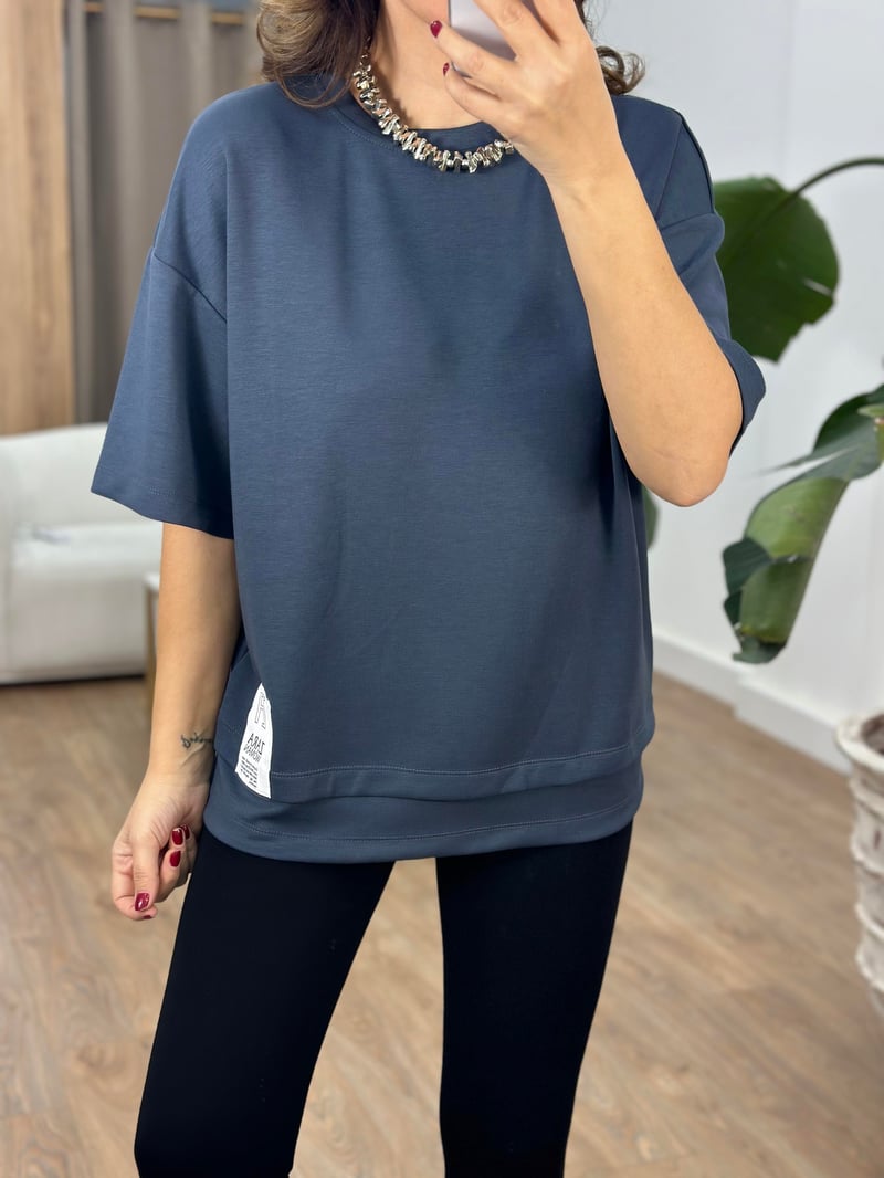 Orijinal Marka Modal Oversize Tshirt - Antrasit