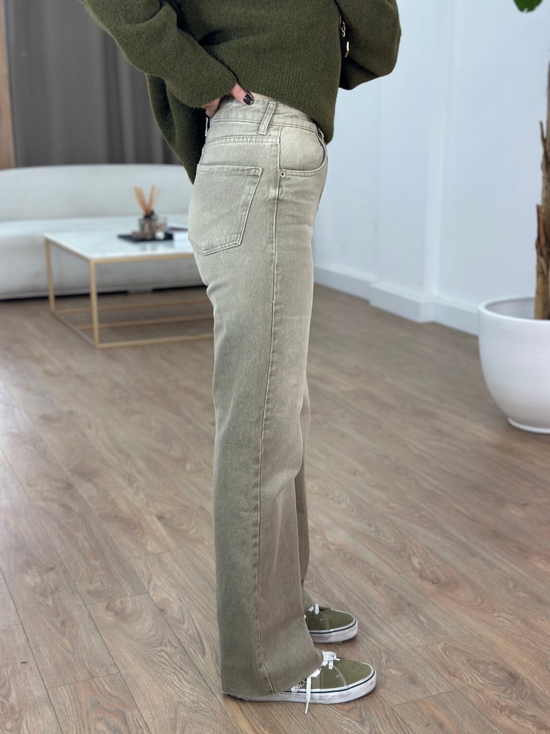 Orijinal Marka Yıkamalı Straight Jean - Bej