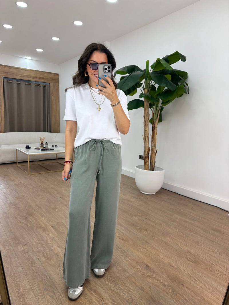 Orjinal Marka Beli Lastikli Pantolon - Yeşil