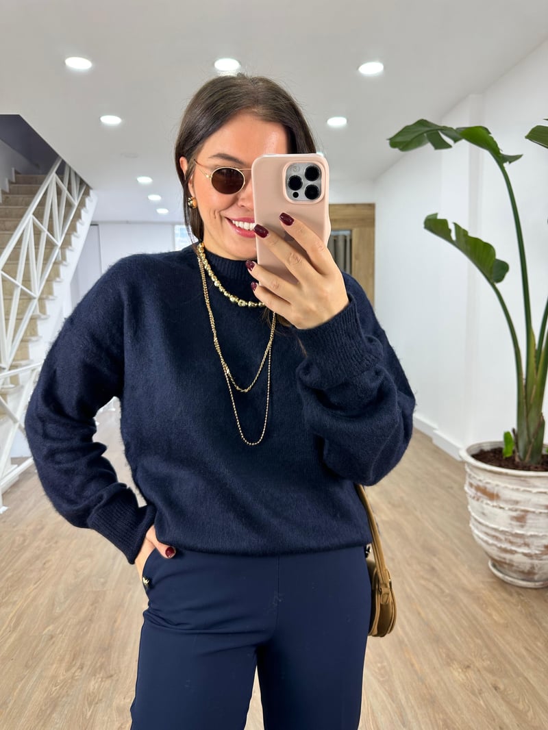 Orjinal Marka Tüylü Basic Kazak-Lacivert