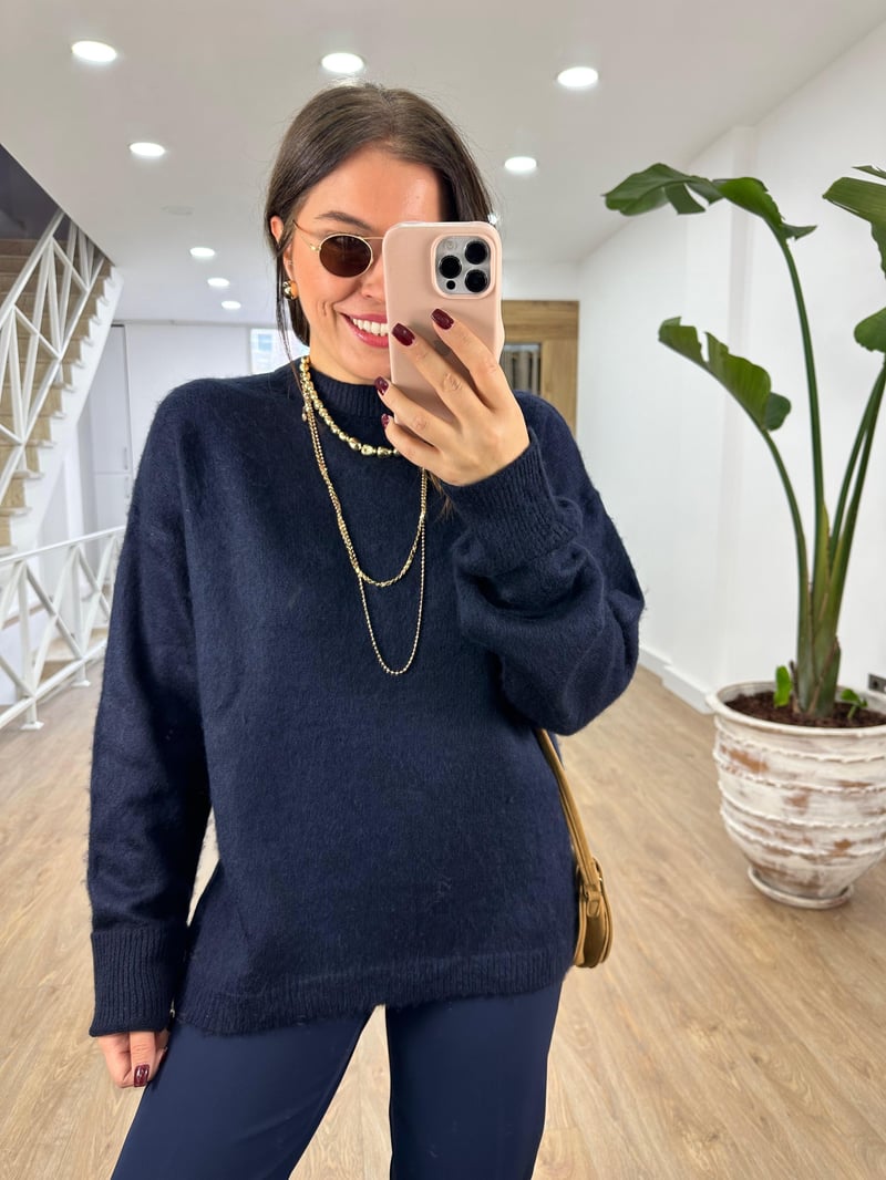 Orjinal Marka Tüylü Basic Kazak-Lacivert