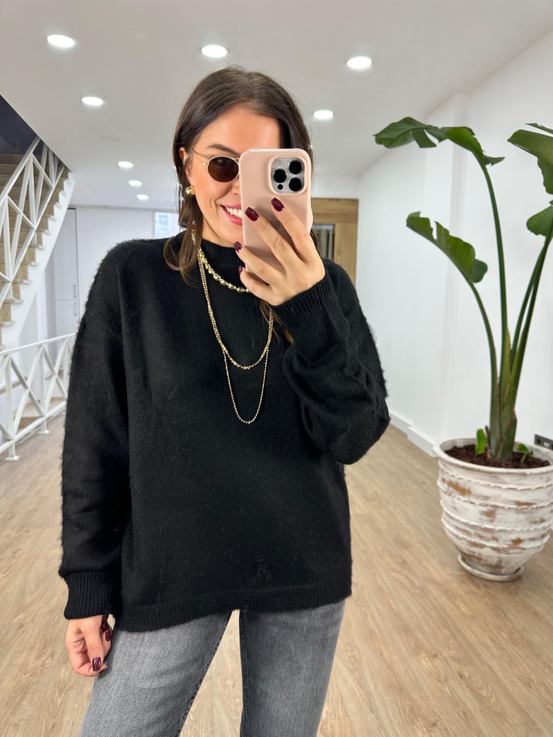 Orjinal Marka Tüylü Basic Kazak-Siyah