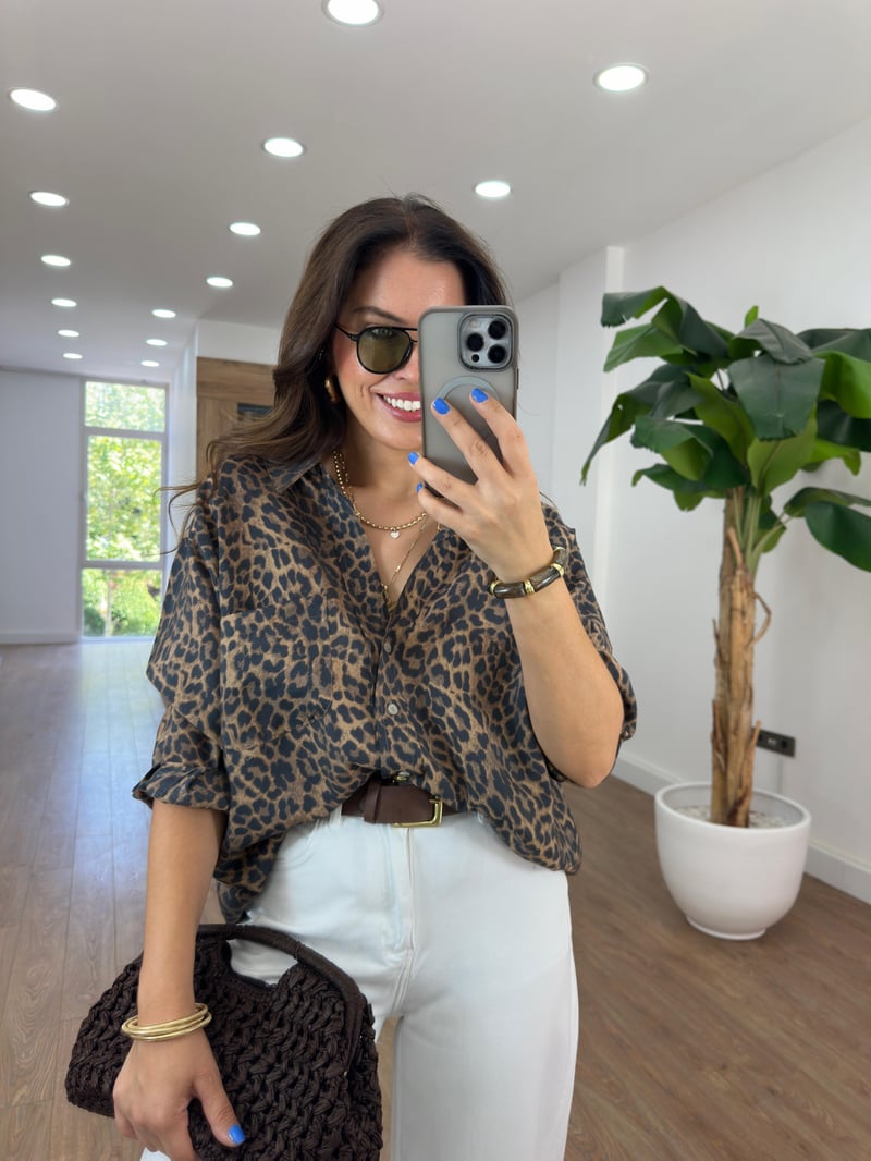 Oversize Leopar Gömlek 
