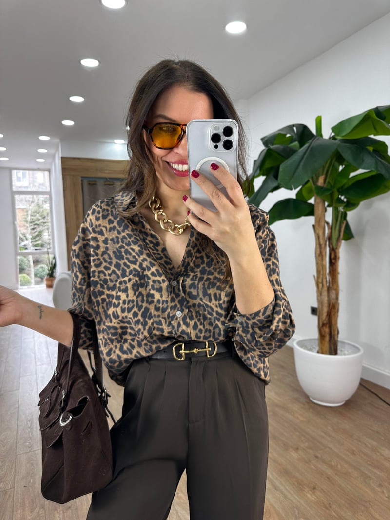 Oversize Leopar Gömlek