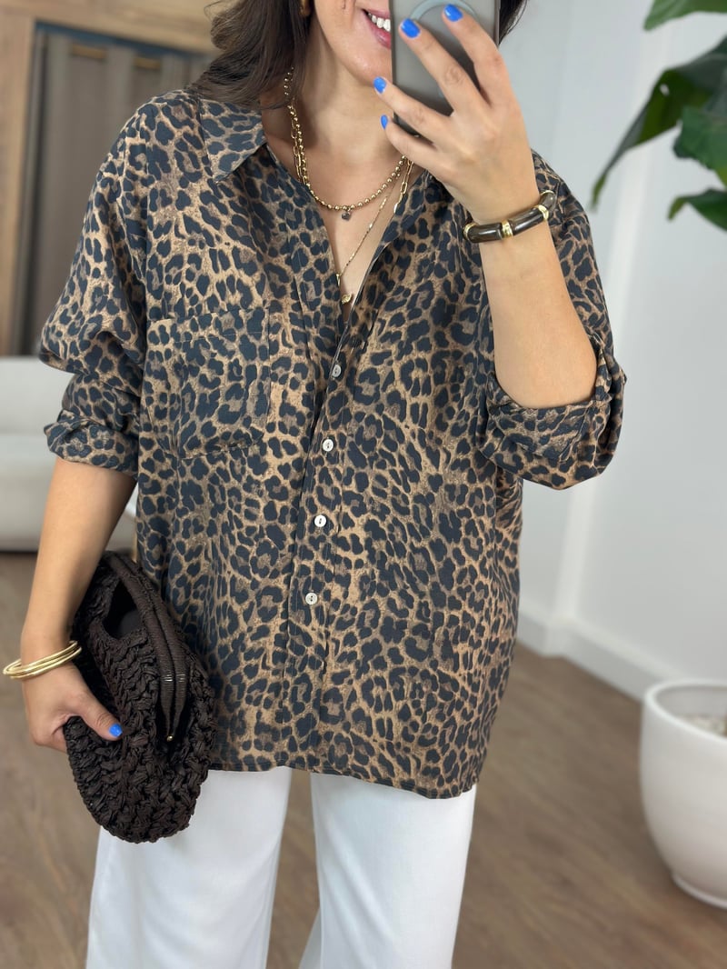 Oversize Leopar Gömlek 