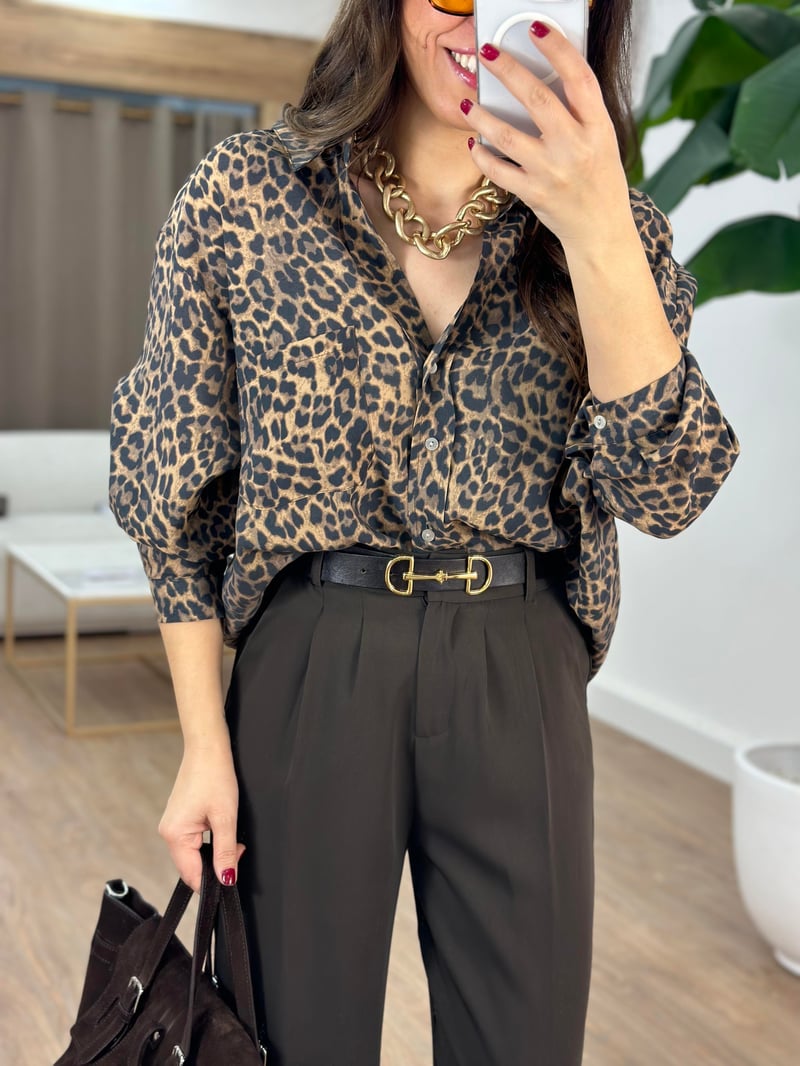 Oversize Leopar Gömlek