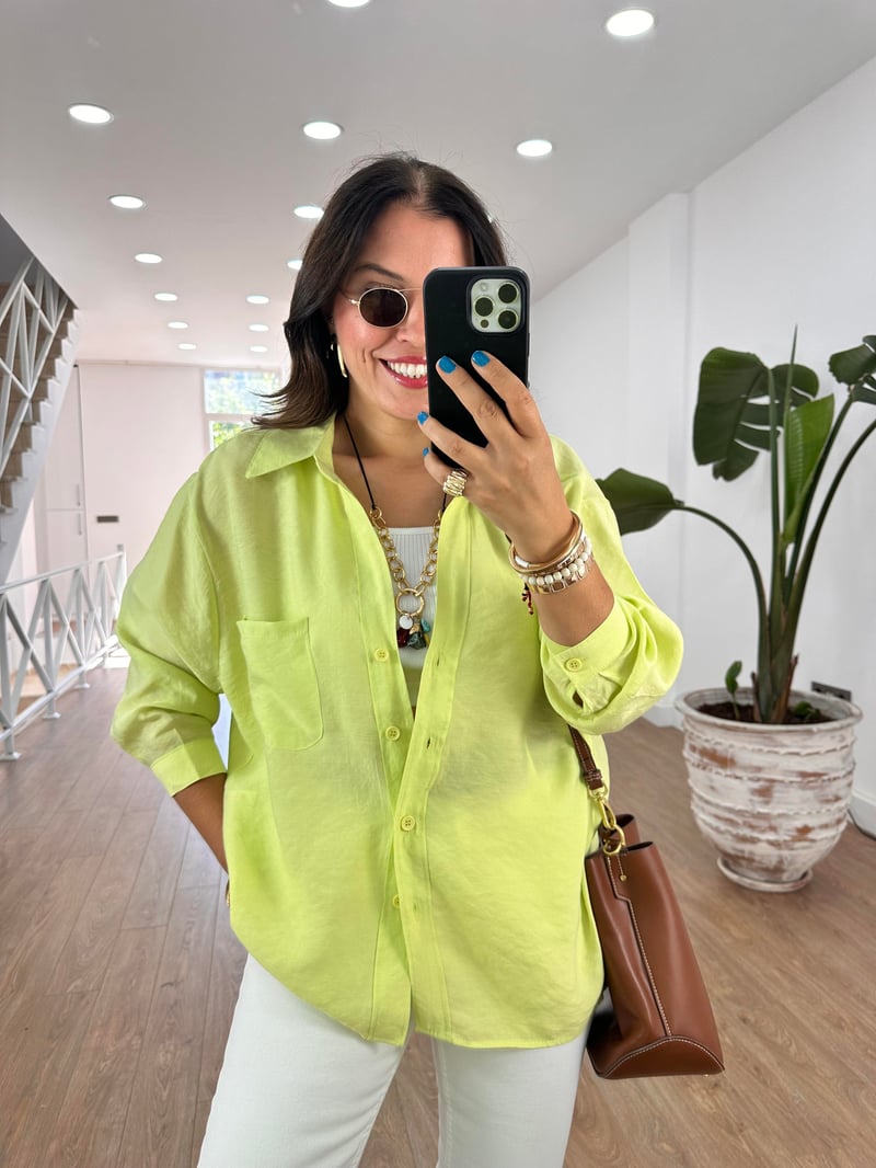 Oversize Salaş Gömlek-Neon Yeşil