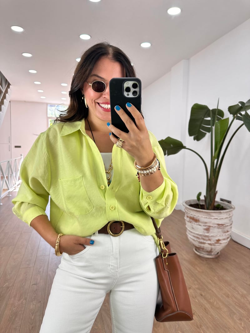 Oversize Salaş Gömlek-Neon Yeşil