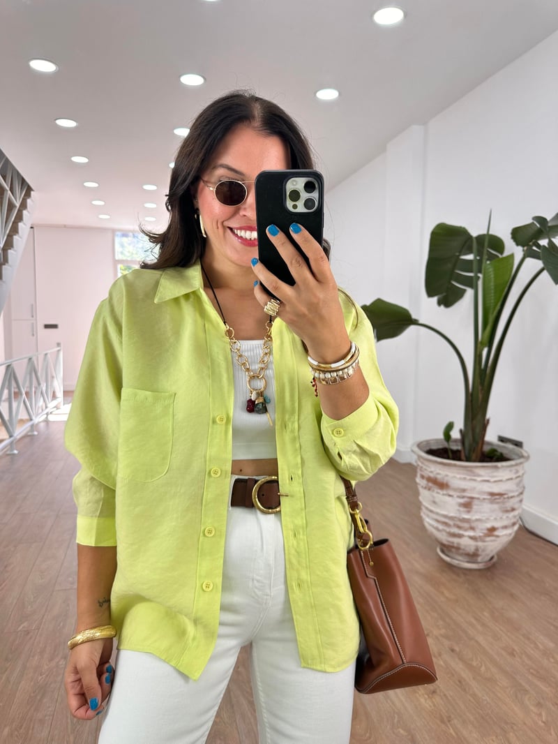 Oversize Salaş Gömlek-Neon Yeşil