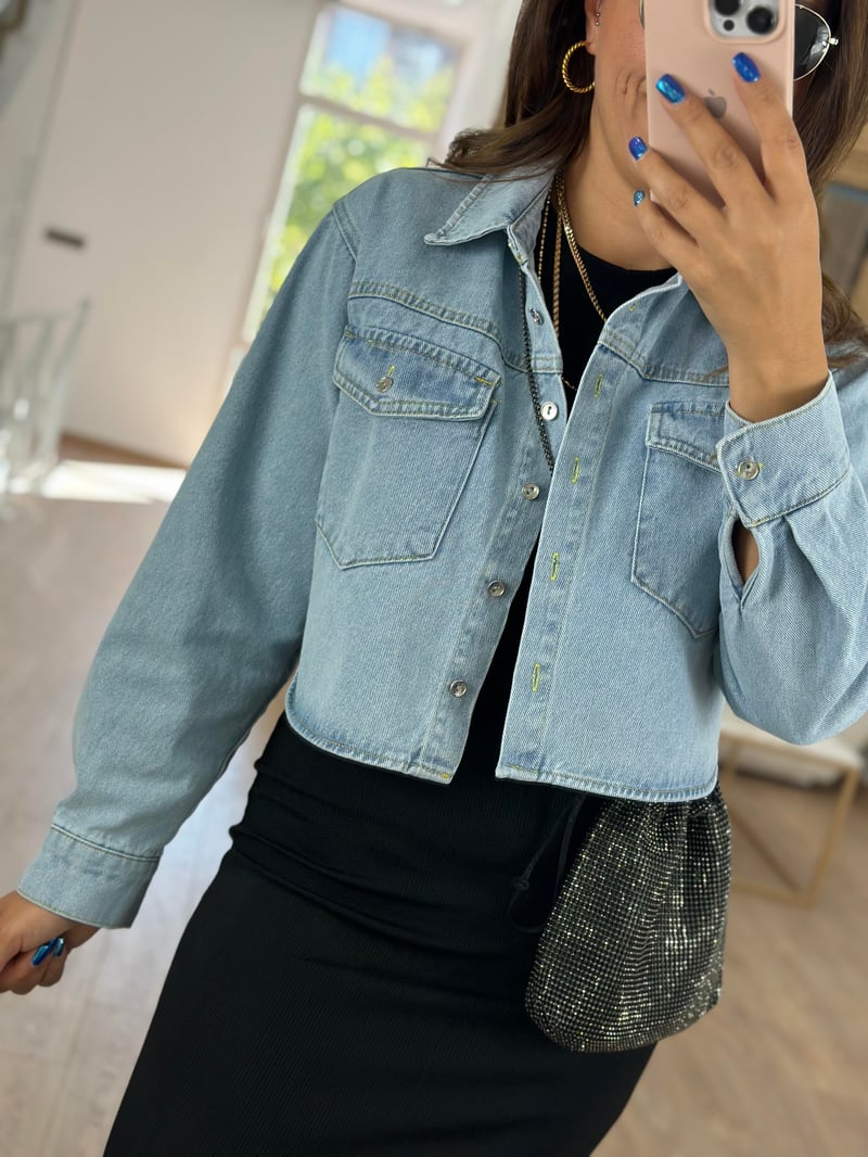 Pamuklu Kısa Denim Ceket