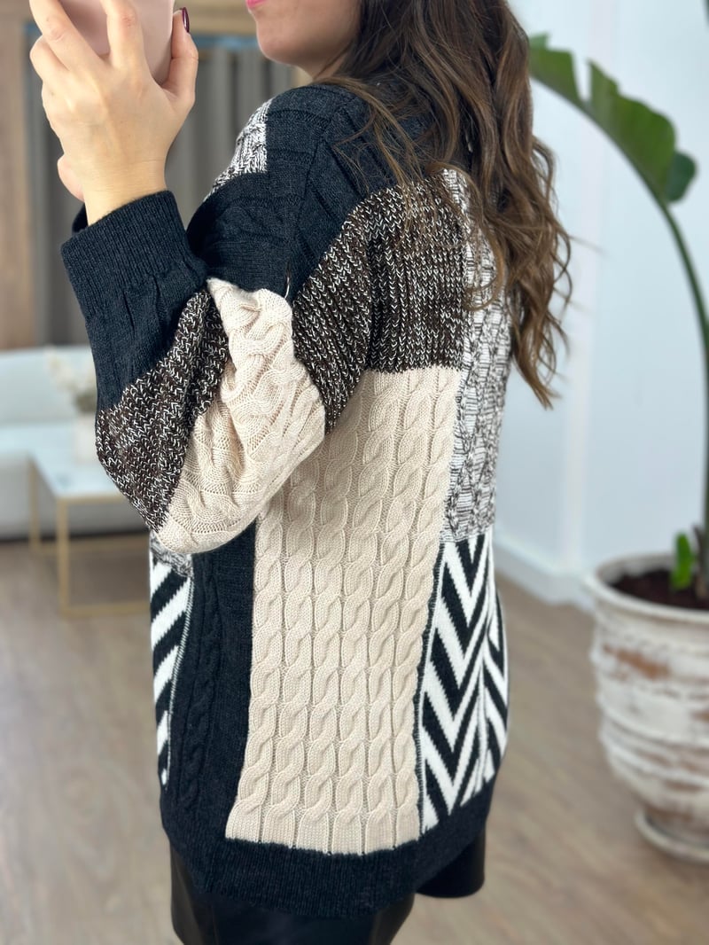 Patchwork Desenli Hırka