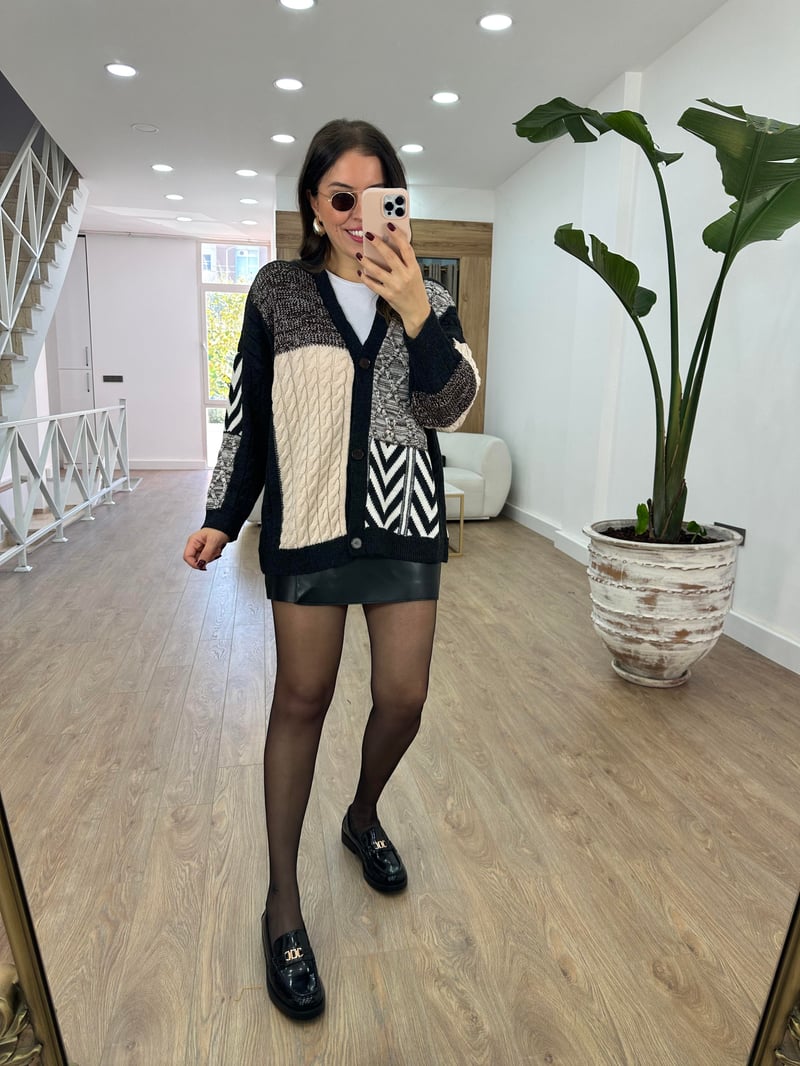 Patchwork Desenli Hırka