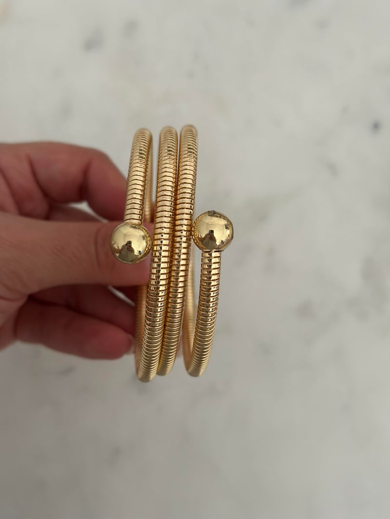 Sıralı Topçuk Tasarım Gold Bileklik