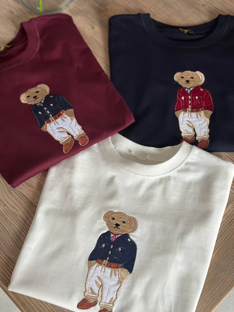 Teddy Baskılı Basic Tshirt - Beyaz