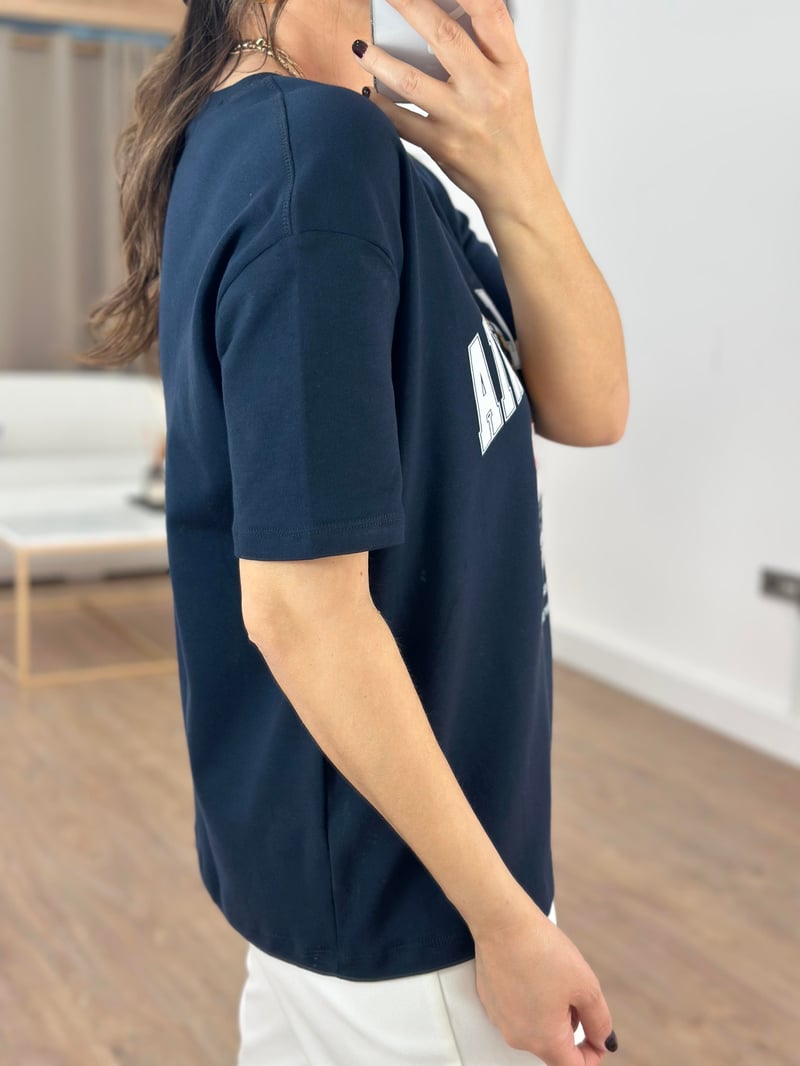 Teddy California Baskılı Basic Tshirt - Lacivert