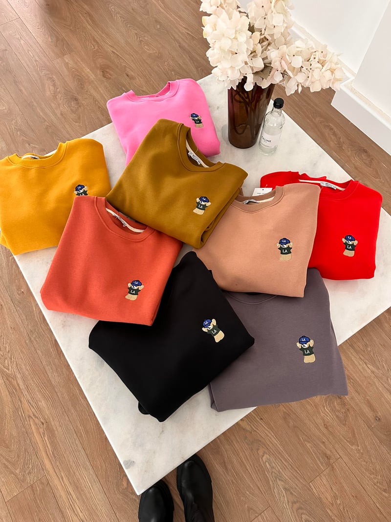 Teddy İşlemeli Şardonlu Swaetshirt - Olive 