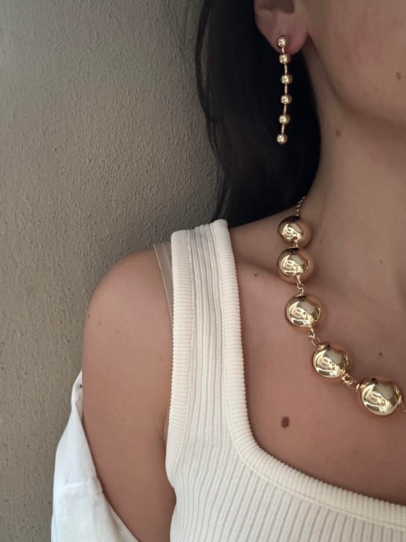 Topçuk Detay Gold Küpe