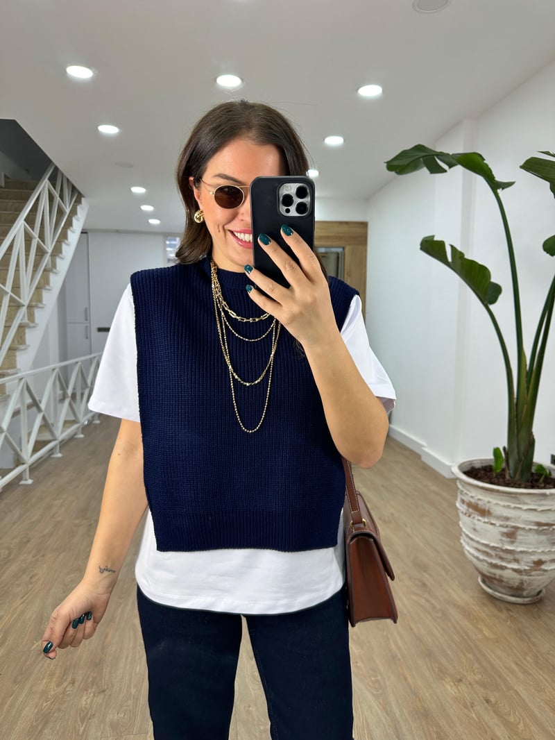 Triko Detaylı Tasarım Bluz