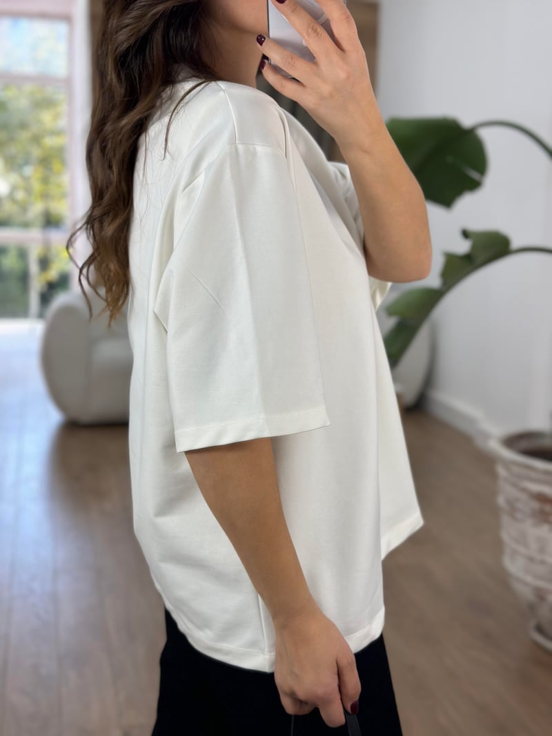 Vatkalı Basic Tshirt - Beyaz